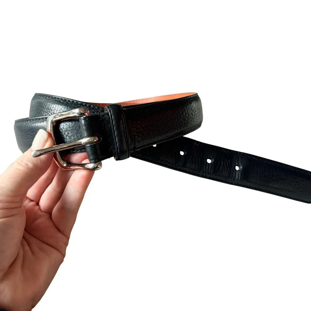 Polo Ralph Lauren Belt Size 40 Black Italian Saddle Leather 2110292-001